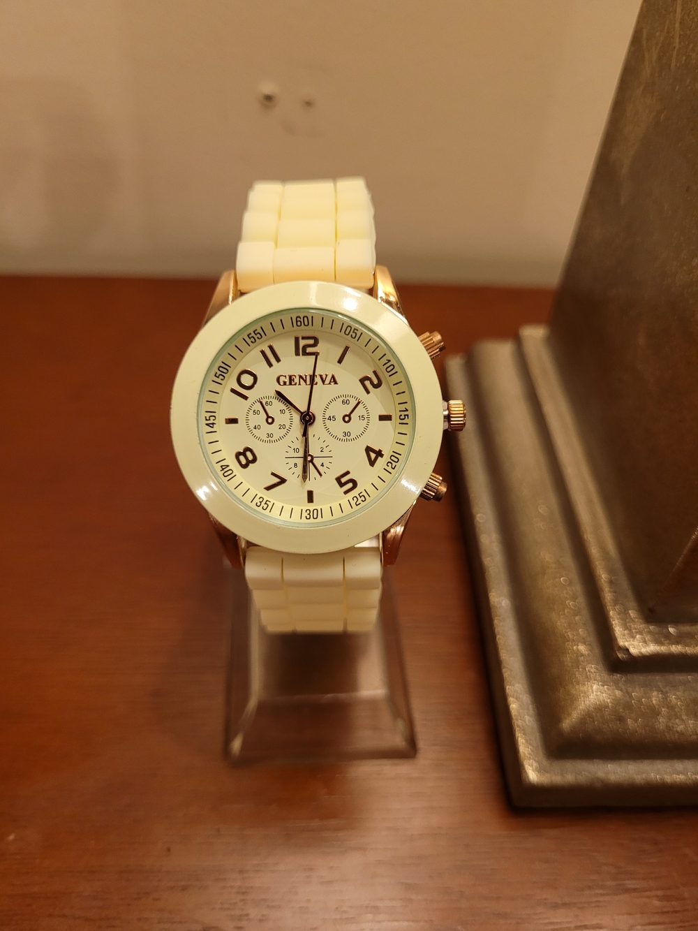 Brand New Cream and Rose Gold Geneva Women's Silicone Watch